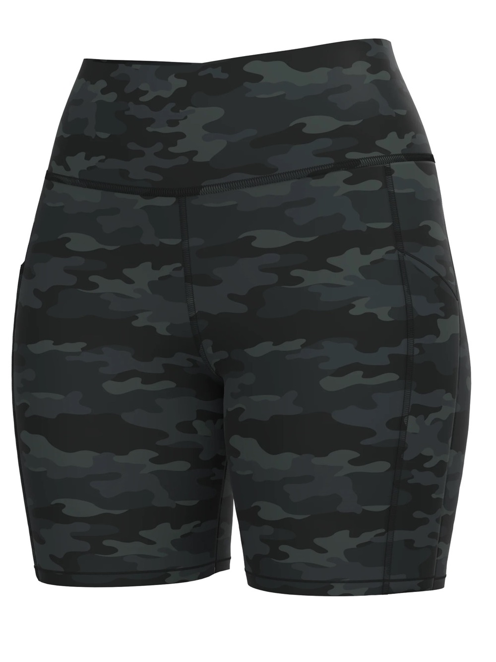 High-Rise Black Camo Women's Bike Shorts